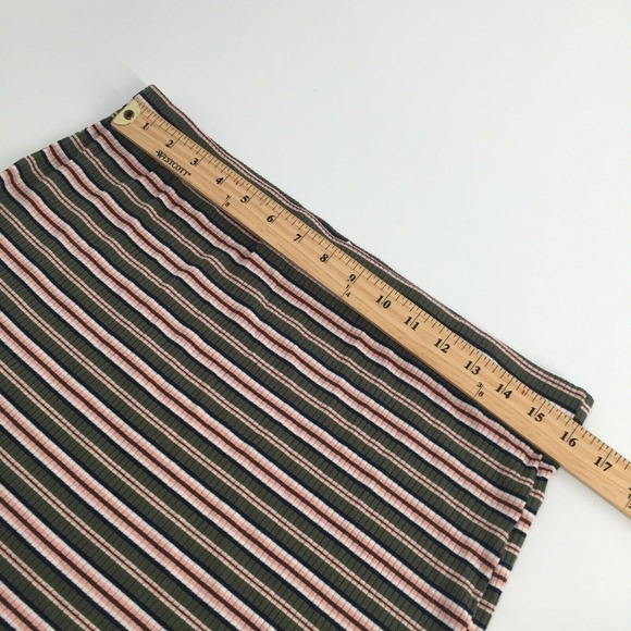 No Boundaries Pull On Elastic Waist Striped Mini Skirt 2XL Green Peach White - Picture 4 of 5